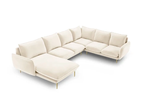 Velvet Panoramic Right Corner Sofa, "Vienna", 7 Seats, 330x235x95 Made in Europe