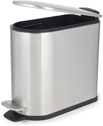 Beldray LA036683SSPEU7 Slimline D-Shaped Pedal Bin 5-Litre, Sidabrinis