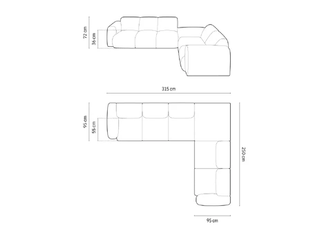 Right Corner Sofa, "Nolio", 4 Seats, 315x250x72 Made in Europe