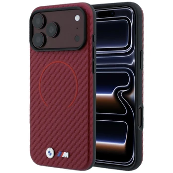 BMW M Carbon Printed Ring MagSafe Case for iPhone 18 Pro / 17 Pro Burgundy