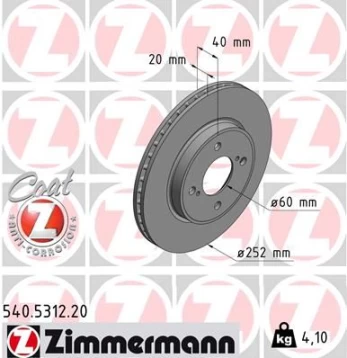 Stabdžių diskas ZIMMERMANN 540.5312.20