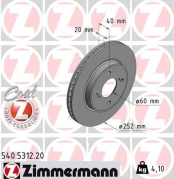 Stabdžių diskas ZIMMERMANN 540.5312.20 kaina