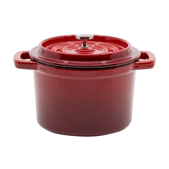 Emaliuotas ketaus mini puodas, raudonas, 0,65 l.