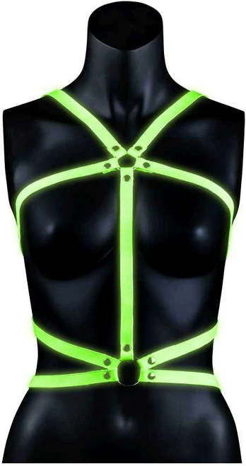 Ouch! Body Harness - Glow in the Dark - Neon Žalias/Juodas - L/XL