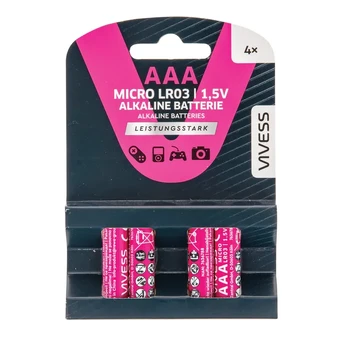 Elementai VIVESS AAA LR03, 1,5V, 4 vnt.