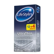 LIFESTYLES prezervatyvai Ultra Thin, 12 + 4 vnt. kaina