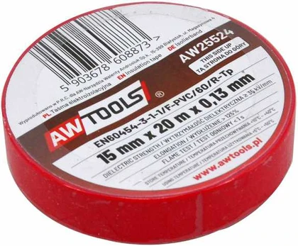 AW-Tools AWTOOLS TAŚMA IZOLACYJNA 19mm x 20m RAUDONA