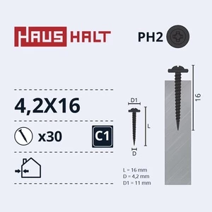 Savisriegis Haushalt, 4.2 mm x 16 mm, 30 vnt.