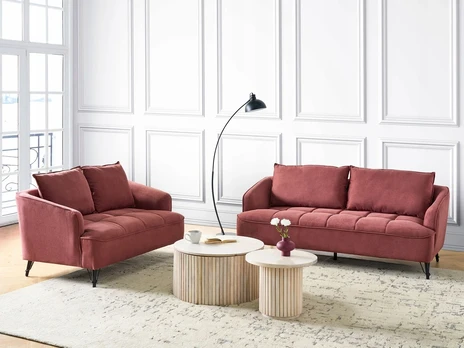 Beliani Trivietė sofa HOBRO burgundo spalvos