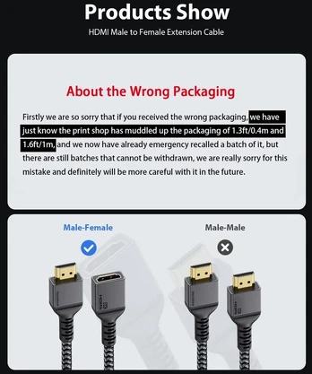 Maxonar Hdmi 2.1 prailginimo laidas 0.4m, 8k 60hz, 48gbps, 4k 144hz