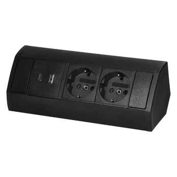 Išpardavimas // Gniazdo meblowe 2x2P+Z (Schuko), 2xUSB (typ A+C; 2,4A), czarne