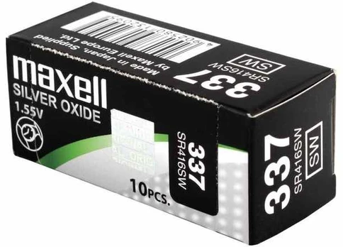 Maxell 337 / SR416SW 10vnt. sidabro oksido elementai.