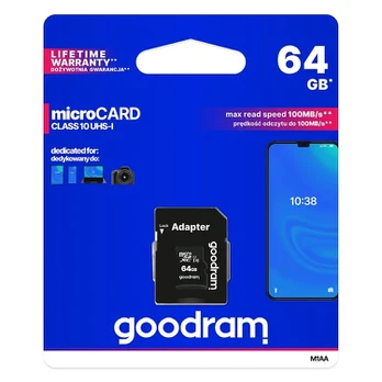 Atminties kortelė GOODRAM microSD SD 64GB CLASS 10 UHS I 100MB/s su adapteriu