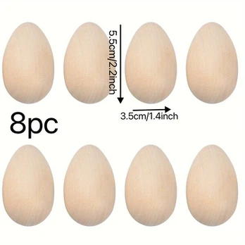 Mediniai kiaušiniai, 8pcs-5.5cm