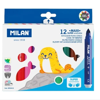 Flomasteriai MILAN JUMBO MAXI SUPERWASHABLE, 12sp.