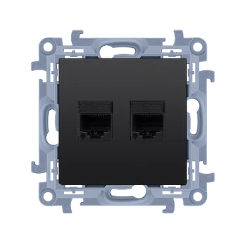 SIMON 10 MODULE BLACK MATT COMPUTER SOCKET 2X UAE 8 CAT. 6 UTP FLAT