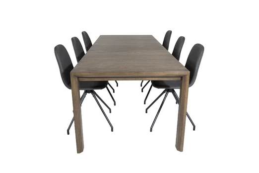 Slider Extention Table - Smoked Oak - 170+40+40cm +Polar Dining Chair with Spin