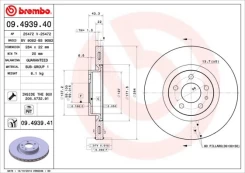 Stabdžių diskas BREMBO 09.4939.41 kaina