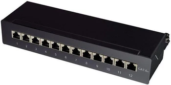 LogiLink Patchpanel Tisch/Wand Cat.6A STP 12 Ports, juodas