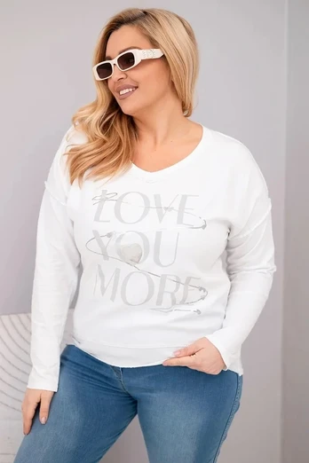 Moteriška Plus Size palaidinė „Love You More“, balta