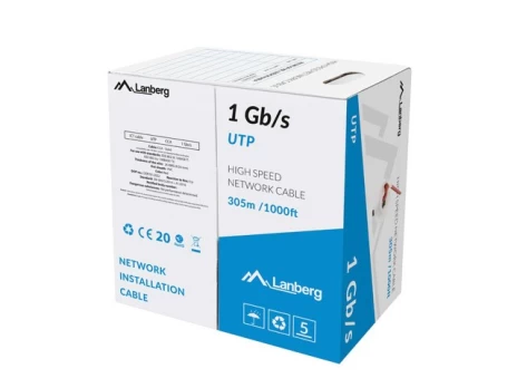LANBERG LAN CABLE UTP 1GB/S 305M SOLID CCA RED