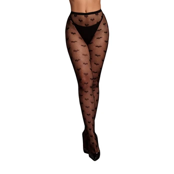 Shots Heart Patterned Tights - One Size - Juodas
