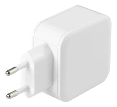 Įkroviklis DELTACO 2x USB-A, 2x 2,4 A, 24W, baltas / USB-AC175