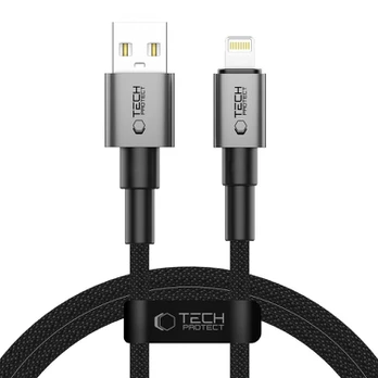 Pilkas USB-A - Lightning 15W / 2.4A 100cm laidas "Tech-Protect Ultraboost DNA"