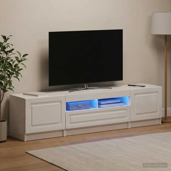 5 dalių LED televizoriaus stovas Itin blizgi balta