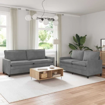 Sofos komplektas 2 pcs Tamsiai pilka Aksomas
