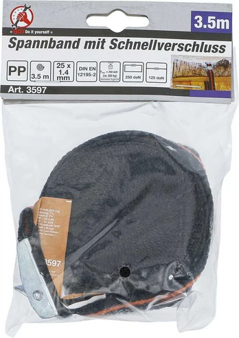 BGS Ratchet Tie Down Strap with Quick Lock - 3.5 m x 25 mm