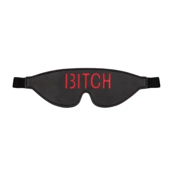 Ouch By Shots Ouch! Leather Eye Mask with Raudona Lettering - Adjustable, Juodas/Raudona