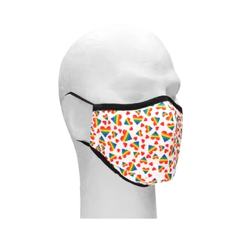 Shots Hearts Cotton Mask - Adjustable, Washable, with Filters, Red Print