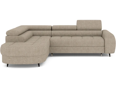 Vesteria left-hand corner sofa with sleeping function and storage compartment, beige bouclé, Modern, Beige