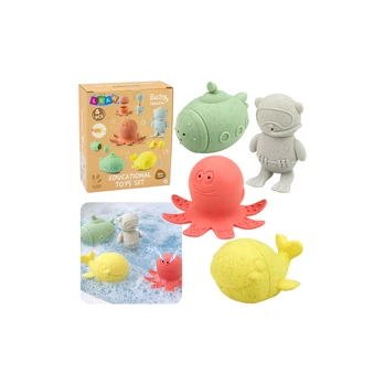 Lean Toys Educational Bath Toys Sensory Rubber Figures Pastel 4 pcs.