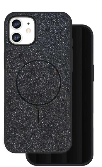 Dėklas Telforceone Glitter Thin Mag case for iPhone 11 juodas