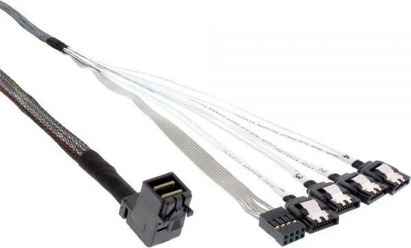 InLine Kabelis Mini SAS HD SFF-8643 kątowy - 4x SATA + Sideband 1m (27631B)