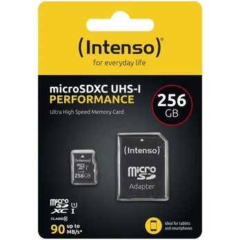 Atminties kortelė Intenso microSDXC 256GB UHS-I U1 Performance su SD adapteriu
