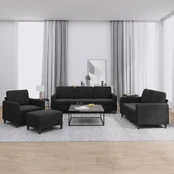 Sofa Sofos komplektas, 4 dalių, juodos spalvos, aksomas kaina