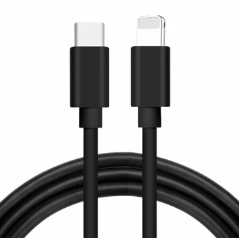 Kabelis Alburnus, Lightning/USB Type-C, 100 cm, juoda, 27 W