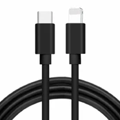 Kabelis Alburnus, Lightning/USB Type-C, 100 cm, juoda, 27 W kaina