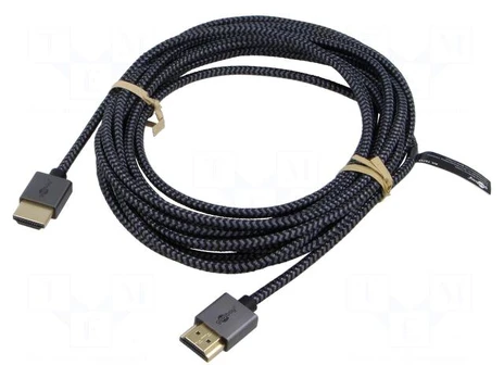 Cable | HDMI plug,both sides | PVC | textile | 5m | black-grey | silver
