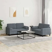 Sofa Sofos komplektas su pagalvėmis, 2 dalių, pilkas, aksomas kaina
