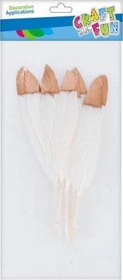 Dekoratyvinės plunksnos baltos/auksinės 10-15cm, 8 vnt.