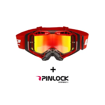 LS2 AURA PRO GOGGLE BLACK RED WITH IRIDIUM VISOR akiniai