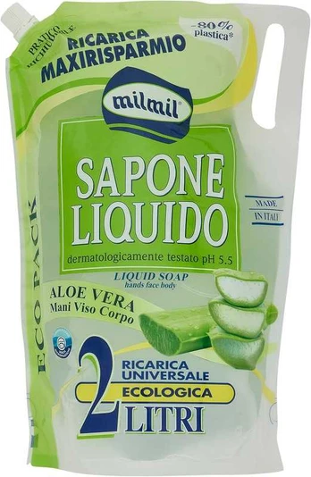 Mil Mil Skystas muilas Aloe Vera Maxi Bag papildymas 2000mL