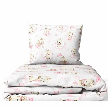 Bedding set - 6 parts - 120/90/360 - GIRAFFE - PINK