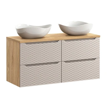 Apatinė vonios spintelė COMAD OCEAN BEIGE su praustuvu CLOUD, ąžuolo/smėlio