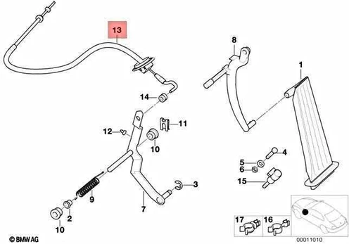 Bmw Gaskabelzug 3 E36 1998 2000 Originalus 35411165576