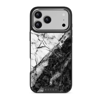 Fatal Contradiction - Black & White Marble iPhone 17 Pro Max Case, Elite Dark (MagSafe) / Silver